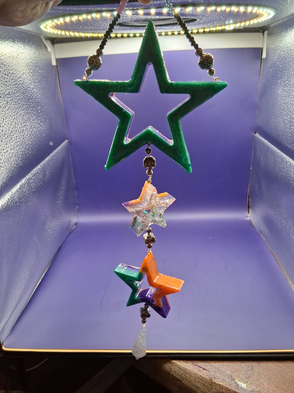 Multicolor Star Hanging Ornament - Green, Orange, Purple